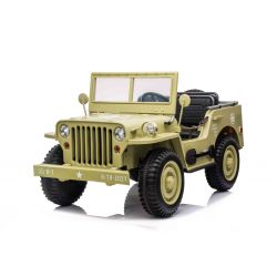 4x4 Voiture électrique 12V 3 places USA Army, voiture electrique enfants 12V avec télécommande 2,4 GHz, Lecteur MP3 avec entrée USB/SD, Éclairage LED, Batterie 12V14AH