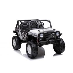 Voiture électrique Raptor XXL 24V, blanche, moteurs 4 x 50 W, roues EVA, frein électrique, sièges doubles en similicuir, essieux suspendus, lecteur MP3, USB, entrée AUX, lumières LED