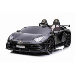 Voiture electrique enfànt lamborghini Aventador 24V, 2 places, peinture noire, lecteur MP4, Siège en similicuir, portes à ouverture verticale, moteur 2 x 45W, batterie 24V, 2.4 Ghz RC,  roues EVA souples, suspension