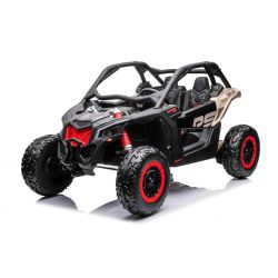 4x4 Voiture électrique 12V 2 places à chevaucher Can-am Maverick, noire, suspension avant et arrière, télécommande 2,4 Ghz, batterie portable, 4 moteurs 35 W, roues EVA, siège conducteur réglable, lecteur MP3 avec entrée USB/SD, sous licence