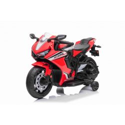 Moto électrique HONDA CBR 1000RR, sous licence, batterie 12V, siège en similicuir, roues en plastique, moteur 30W, feux à LED, châssis massif, roues auxiliaires, rouge
