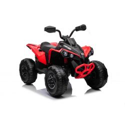 Quad electric enfants 12V, Can-am Renegade, rouge, voiture electrique enfants 12V, lumières LED, batterie 12V, moteurs 2 x 35W, roues souples en EVA, lecteur MP3 avec entrée USB/AUX, sous licence