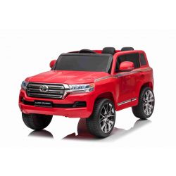 Voiture électrique pour enfants Toyota Landcruiser 12V, ROUGE, Siège en similicuir, Batterie 12V/7AH, Portes ouvrantes, Moteur 2 x 35W, Télécommande 2,4 Ghz, Roues souples EVA, Suspension, Démarrage progressif, Lecteur MP3 avec entrée USB/AUX, Licence