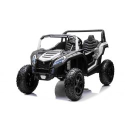 Voiture électrique enfant 24V 2 places UTV XXL, Blanc, deux places en cuir, Disques de frein, Moteur puissant, Lumières LED, Roues gonflables en caoutchouc avec suspension arrière, Lecteur MP3 avec USB et Bluetooth, Volant réglable