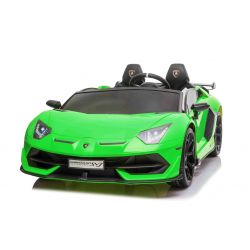Voiture electrique enfànt lamborghini Aventador 12V, 2 places, vert, Portes à ouverture verticale, Moteur 2 x 12V, Batterie 12V, Télécommande 2,4 Ghz, Roues EVA souples, Suspension, Démarrage progressif, Lecteur MP3 avec USB, Licence d'origine