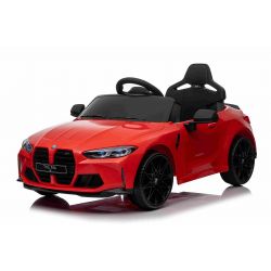 Electric Ride-on car BMW M4, red, 2.4 GHz remote control, USB / Aux input, suspension, 12V battery, LED lights, 2 X Engine, ORIGINAL license