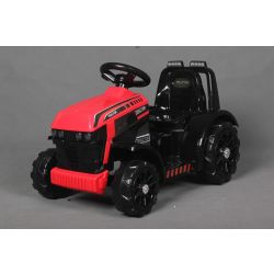 Tracteur électrique FARMER, rouge, propulsion arrière, batterie 6V, roues en plastique, siège large, moteur 20W, monoplace, commande au volant, lumières LED