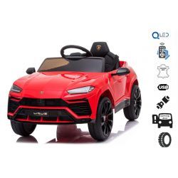 Voiture electrique enfànt Lamborghini Urus, rouge, sous licence d'origine, alimenté par batterie, portes à ouverture verticale, 2x moteur, batterie 12 V, télécommande 2,4 GHz, roues EVA souples, suspension, démarrage en douceur