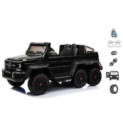 Voiture électrique enfant Mercedes-Benz G63 6X6, Lecteur MP3, 2.4Ghz, 12V14AH, Boîtier de batterie amovible, 4 X MOTEUR, Télécommande, siège en similicuir, Roues EVA, Radio FM, Servomoteur, Deux pédale, noir, Monoplace