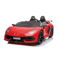 Voiture electrique enfànt lamborghini Aventador 12V, 2 places, rouge, Portes à ouverture verticale, Moteur 2 x 12V, Batterie 12V, Télécommande 2,4 Ghz, Roues EVA souples, Suspension, Démarrage progressif, Lecteur MP3 avec USB, Licence d'origine