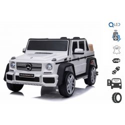 Voiture électrique Mercedes G650 MAYBACH, Blanc, Licence d'origine, Batterie 12V, Portes ouvrantes, Moteur 2 x 25W, Télécommande 2,4 Ghz, Roues EVA souples, Suspension, Démarrage progressif, Lecteur MP3 avec entrée USB / SD