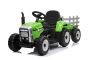 Tracteur electrique enfant 12V avec remorque WORKERS, vert, traction arrière, batterie 12V, tracteur electrique avec télécommande 2,4 GHz, lecteur MP3 avec entrée USB, lumières LED