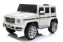 Voiture électrique Mercedes G500 12V, blanche, télécommande 2,4 GHz, entrée USB / SD, suspension arrière, batterie lithium, éclairage LED, licence ORIGINALE