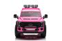 Jouet porteur électrique Ford Duty 24V rose, Deux places, Entraînement 4X4 avec moteurs 24V haute performance et suspension, Deux roues arrière en EVA, Siège en similicuir, Télécommande 2,4 GHz, Rampe lumineuse à LED, Lecteur MP3 avec entrée USB