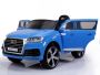 Voiture electrique enfànt audi Q7 Quattro Neuve, Peinte en Bleu, Homologuée d'origine, Alimentée par batterie, Portes ouvrantes, Siège simple, 2x moteur, Batterie 12 V, Télécommande 2.4 Ghz, Jantes EVA souples, Démarrage en douceur