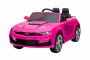 Voiture électrique Chevrolet Camaro, rose, sous licence d'origine, alimenté par batterie 12 V, portes qui s'ouvrent, Siège en cuir artificiel, moteur 2x 35 W, lumières LED, télécommande 2,4 Ghz, roues EVA souples, démarrage en douceur