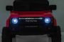 Voiture électrique pour enfants Toyota Landcruiser 12V, rouge, siège large monoplace, télécommande 2,4 GHz, entrée USB / AUX, Bluetooth, suspension, batterie au lithium, feux LED, 2 moteurs de 25W, licence ORIGINALE