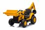 Excavatrice électrique Caterpillar sous licence avec godet de pente et godet d'excavation, monoplace, jaune, entrée USB sur lecteur MP3, propulsion arrière avec 2 moteurs de 30 W et batterie au lithium.