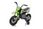 Moto électrique pour enfants 12V MOTOCROSS, Verte, Batterie 12V, Roues souples EVA, Siège en cuir, Moteur 2 x 25W, Suspension, Cadre en métal, Lecteur MP3 avec Bluetooth, roues auxiliaires