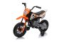 MOTOCROSS Électrique Porteur, Orange, Batterie 12V, Roues souples EVA, Siège en cuir, Moteur 2 x 25W, Suspension, Cadre en métal, Lecteur MP3 avec Bluetooth, roues auxiliaires