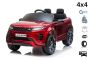 Porteur électrique Range Rover EVOQUE, peint en rouge, siège en similicuir simple, lecteur MP3 avec entrée USB, lecteur 4x4, batterie 12V10Ah, roues EVA, axes de suspension, démarrage à clé, télécommande Bluetooth 2,4 GHz, sous licence